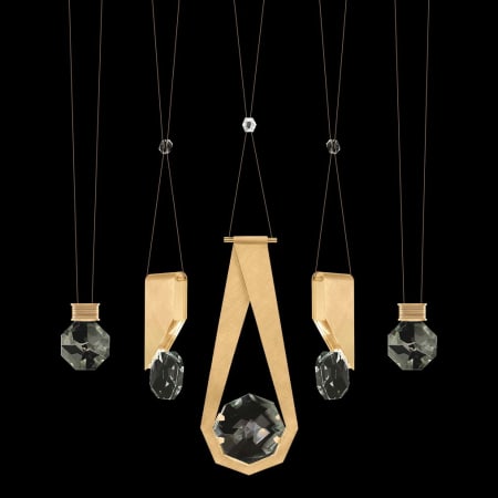 Fine Art Handcrafted Lighting ARIA 10 Light 43" Wide LED Crystal Linear Pendant with Shades Brushed Gold