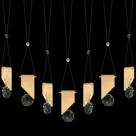 Fine Art Handcrafted Lighting ARIA 14 Light 60" Wide Integrated LED Crystal Linear Pendant with Shades Brushed Gold