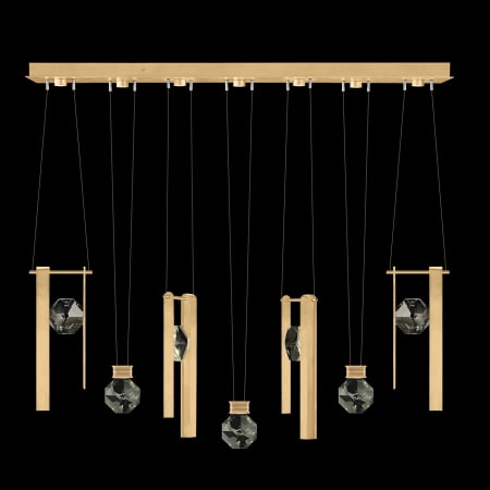 Fine Art Handcrafted Lighting ARIA 14 Light 60" Wide LED Linear Pendant with Shades Brushed Gold
