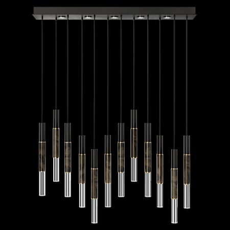 Fine Art Handcrafted Lighting Antonia 5 Light 61" Wide LED Linear Pendant Black / Brass / Charcoal