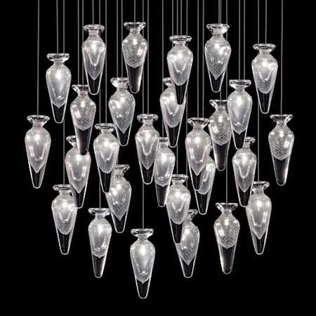 Fine Art Handcrafted Lighting Essence 28 Light 32" Wide LED Multi Light Pendant Gold / Clear