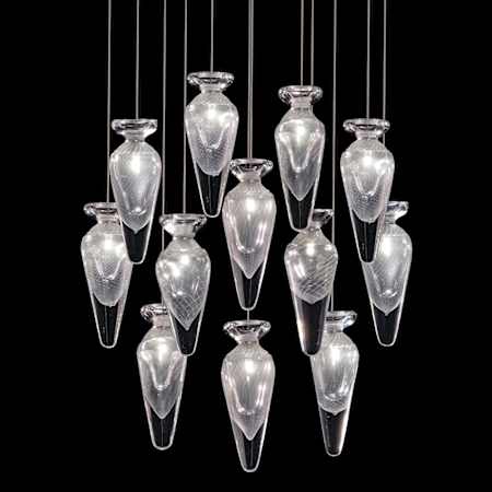 Fine Art Handcrafted Lighting Essence 12 Light 21" Wide LED Multi Light Pendant Gold / Clear