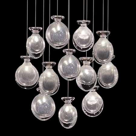 Fine Art Handcrafted Lighting Essence 12 Light 21" Wide LED Multi Light Pendant Gold / Clear