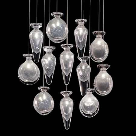 Fine Art Handcrafted Lighting Essence 12 Light 21" Wide LED Multi Light Pendant Gold / Clear