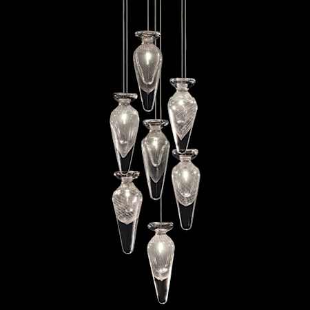 Fine Art Handcrafted Lighting Essence 7 Light 14" Wide LED Multi Light Pendant Gold / Clear