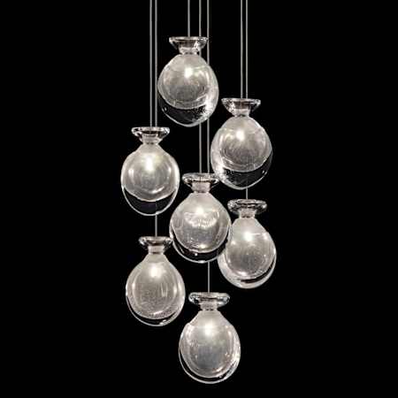 Fine Art Handcrafted Lighting Essence 7 Light 14" Wide LED Multi Light Pendant Gold / Clear