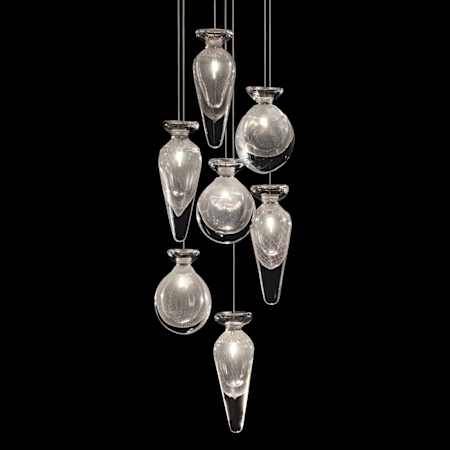 Fine Art Handcrafted Lighting Essence 7 Light 14" Wide LED Multi Light Pendant Gold / Clear