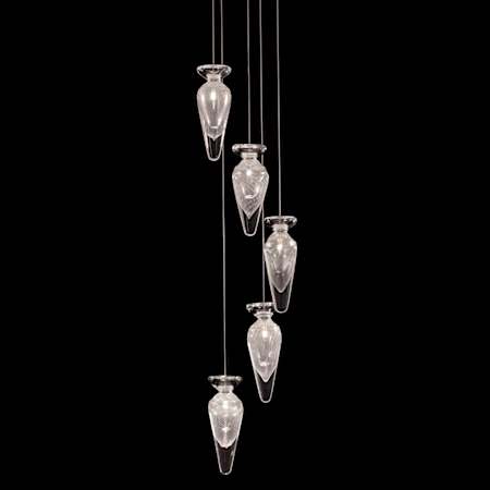 Fine Art Handcrafted Lighting Essence 5 Light 12" Wide LED Multi Light Pendant Gold / Clear