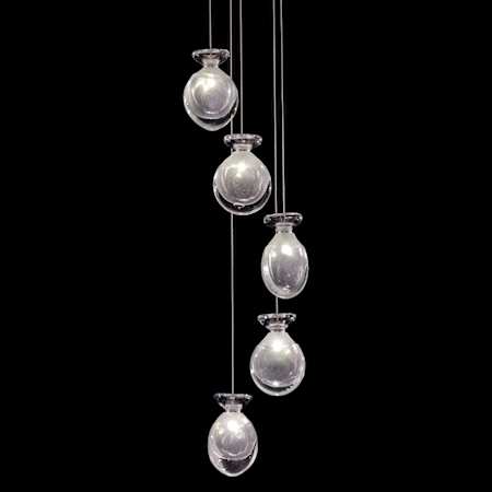 Fine Art Handcrafted Lighting Essence 5 Light 12" Wide LED Multi Light Pendant Gold / Clear