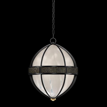 Fine Art Handcrafted Lighting Mirage 3 Light 19" Wide Pendant Black Iron / Brass / Black Knight