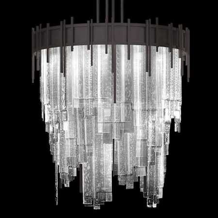 Fine Art Handcrafted Lighting Arpeggio 35" Wide LED Abstract Waterfall Chandelier Midnight Steel / Clear