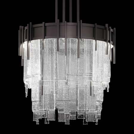 Fine Art Handcrafted Lighting Arpeggio 19" Wide LED Abstract Waterfall Chandelier Midnight Steel / Clear