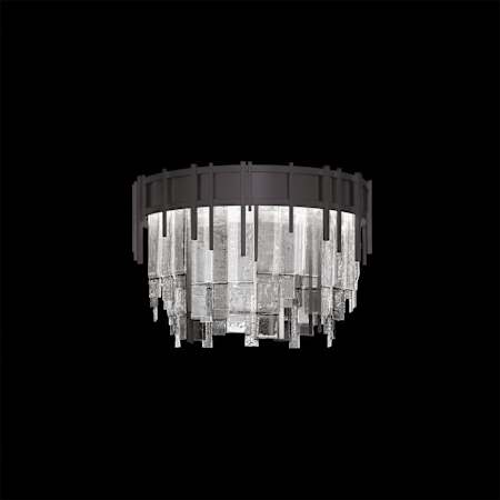 Fine Art Handcrafted Lighting Arpeggio 14" Wide LED Flush Mount Waterfall Ceiling Fixture Midnight Steel / Clear