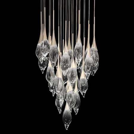 Fine Art Handcrafted Lighting Mayu 33" Wide LED 28 Light Pendant Champagne