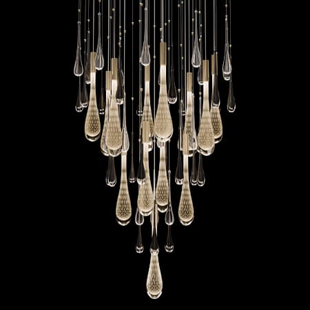 Fine Art Handcrafted Lighting Rain 21 Light 32" Wide LED Suspension Multi Light Pendant Ombre Bronze / Gold Glass