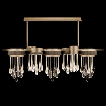 Fine Art Handcrafted Lighting Rain 56" Wide LED Linear Pendant Ombre Bronze / Gold Glass
