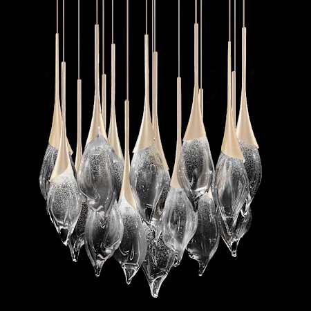 Fine Art Handcrafted Lighting Mayu 33" Wide LED 18 Light Pendant Champagne