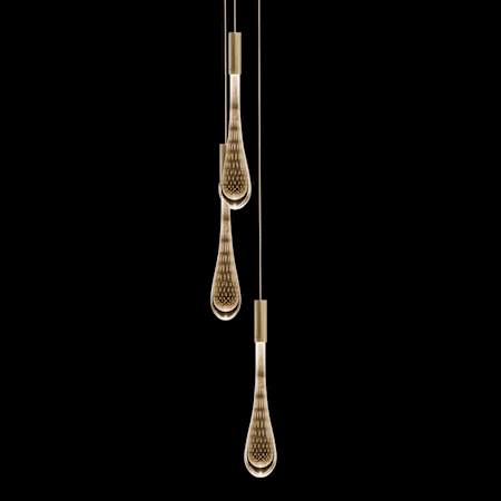 Fine Art Handcrafted Lighting Rain 7" Wide Multi Light Pendant Ombre Bronze / Gold Glass