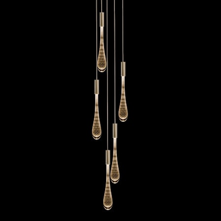 Fine Art Handcrafted Lighting Rain 10" Wide Multi Light Pendant Ombre Bronze / Gold Glass