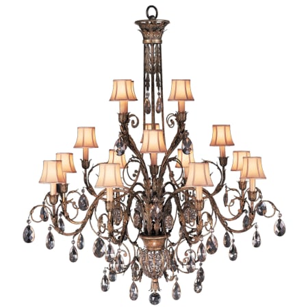Fine Art Handcrafted Lighting A Midsummer Night's Dream Sixteen-Light Three-Tier Chandelier with Delicate Lines and Crystal Accents Moonlit Patina