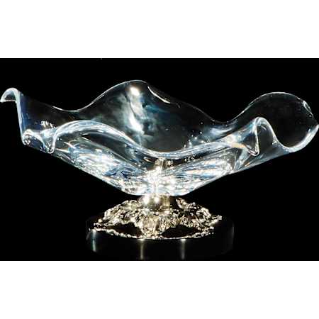 Fine Art Handcrafted Lighting Mariner Luxury 8" Tall Crystal Vase Polished Silver