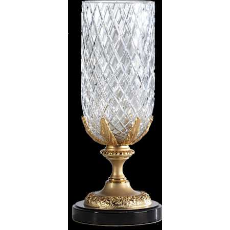 Fine Art Handcrafted Lighting Mariner Luxury 18" Tall Crystal Vase Antique Gold Plated