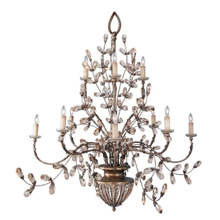 Fine Art Handcrafted Lighting A Midsummer Night's Dream Twelve-Light Two-Tier Chandelier with Crystal Accents and Candelabra Lights Moonlit Patina