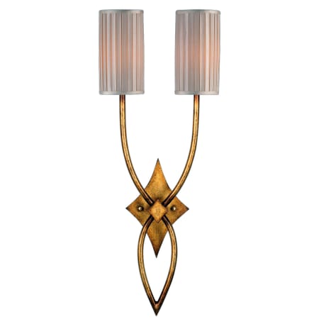 Fine Art Handcrafted Lighting Portobello Road Two-Light Wall Sconce with Hand-Tailored Silk Shade Gold Leaf