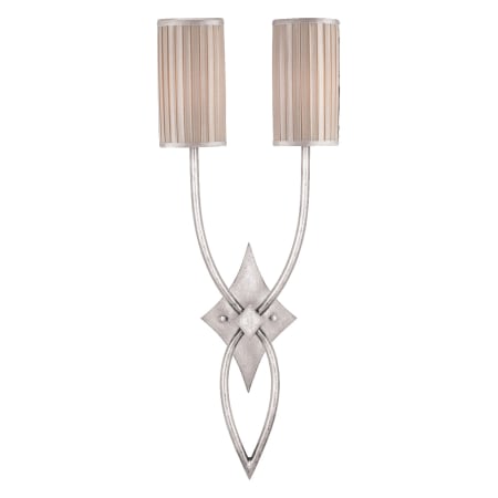 Fine Art Handcrafted Lighting Portobello Road Two-Light Wall Sconce with Hand-Tailored Silk Shade Silver Leaf