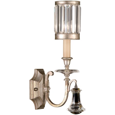 Fine Art Handcrafted Lighting Eaton Place Silver Single-Light Wall Sconce with Channel-Set Crystal Diffuser and Crystal Accents Muted Silver Leaf