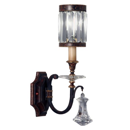 Fine Art Handcrafted Lighting Eaton Place Single-Light Wall Sconce with Channel-Set Crystal Diffuser and Crystal Accents Rustic Iron