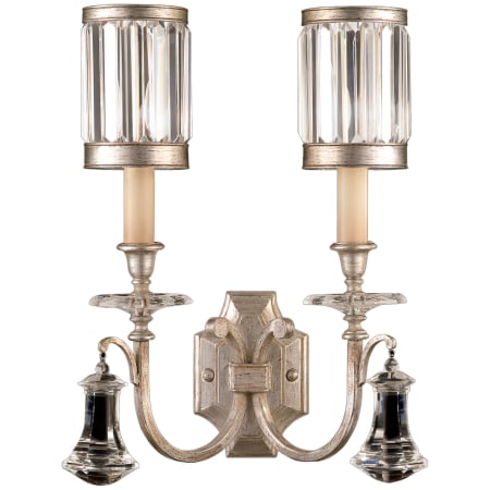 Fine Art Handcrafted Lighting Eaton Place Silver Two-Light Wall Sconce with Channel-Set Crystal Diffuser and Crystal Accents Muted Silver Leaf