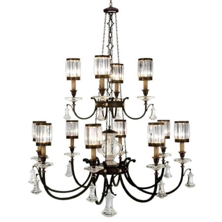Fine Art Handcrafted Lighting Eaton Place Twelve-Light Two-Tier Chandelier with Channel-Set Crystal Diffusers and Crystal Accents Rustic Iron