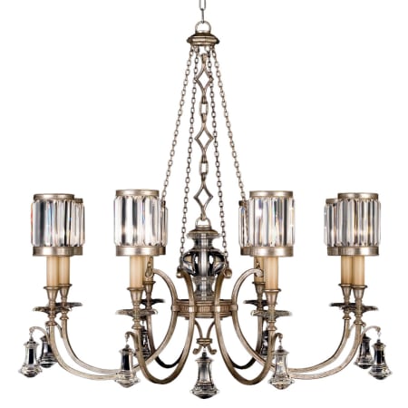 Fine Art Handcrafted Lighting Eaton Place Silver Eight-Light Single-Tier Chandelier with Channel-Set Crystal Diffusers and Crystal Accents Muted Silver Leaf