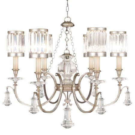 Fine Art Handcrafted Lighting Eaton Place Silver Six-Light Single-Tier Chandelier with Channel-Set Crystal Diffusers and Crystal Accents Muted Silver Leaf