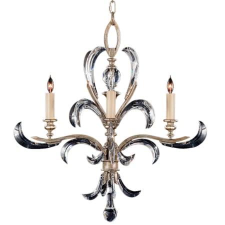 Fine Art Handcrafted Lighting Beveled Arcs Four-Light Single-Tier Beveled Crystal Chandelier Silver Leaf