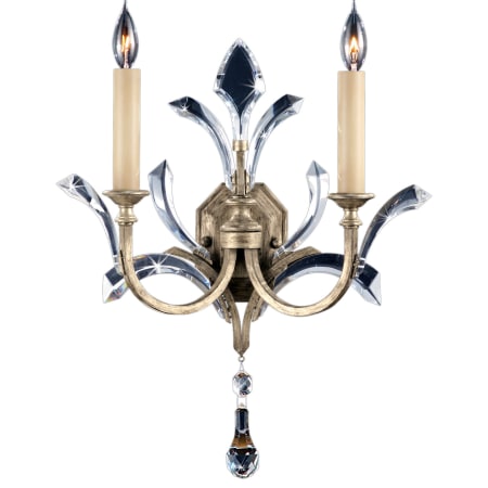 Fine Art Handcrafted Lighting Beveled Arcs Two-Light Beveled Crystal Wall Sconce Silver Leaf
