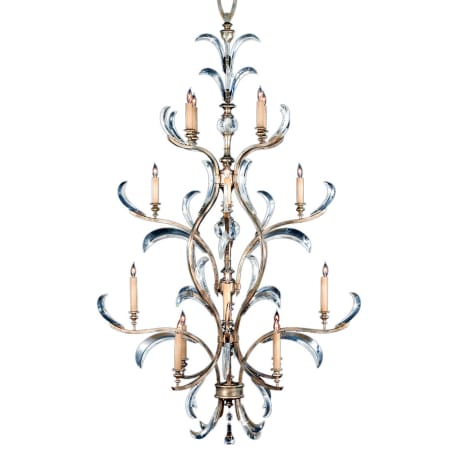 Fine Art Handcrafted Lighting Beveled Arcs Sixteen-Light Three-Tier Beveled Crystal Chandelier Silver Leaf