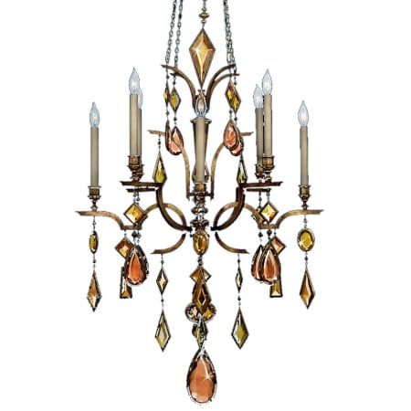 Fine Art Handcrafted Lighting Encased Gems Eight-Light Two-Tier Chandelier with Multi-Color Crystal Accents Bronze Patina with Multicolor Crystal