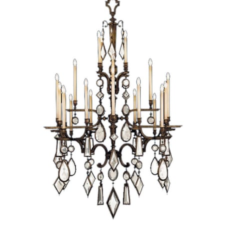 Fine Art Handcrafted Lighting Encased Gems Twenty-Four-Light Three-Tier Chandelier with Clear Crystal Accents Bronze Patina with Clear Crystal