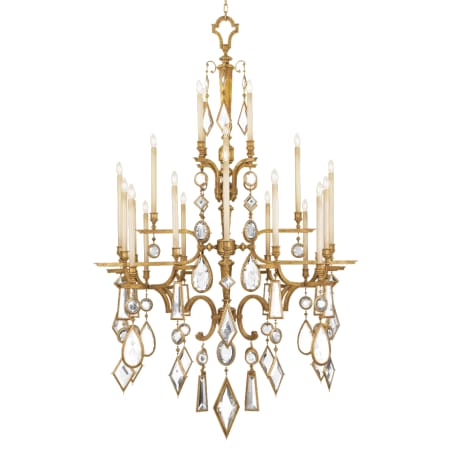 Fine Art Handcrafted Lighting Encased Gems Twenty-Four-Light Three-Tier Chandelier with Clear Crystal Accents Variegated Gold Leaf with Clear Crystal