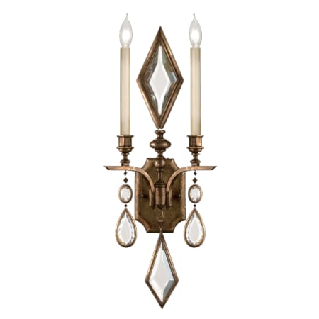 Fine Art Handcrafted Lighting Encased Gems Two-Light Wall Sconce with Clear Crystal Accents Bronze Patina with Clear Crystal