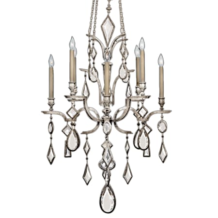 Fine Art Handcrafted Lighting Encased Gems Eight-Light Two-Tier Chandelier with Clear Crystal Accents Vintage Silver Leaf with Clear Crystal