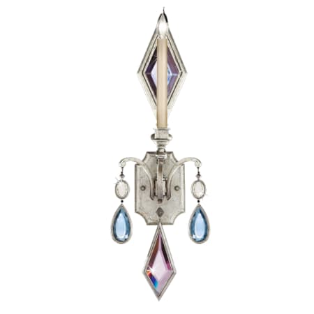 Fine Art Handcrafted Lighting Encased Gems Single-Light Wall Sconce with Multi-Color Crystal Accents Vintage Silver Leaf with Multicolor Crystal