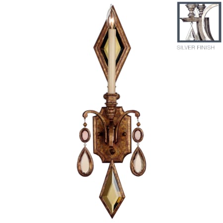 Fine Art Handcrafted Lighting Encased Gems Single-Light Wall Sconce with Multi-Color Crystal Accents Variegated Gold Leaf with Multicolor Crystal