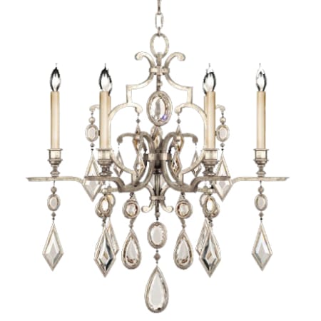 Fine Art Handcrafted Lighting Encased Gems Six-Light Single-Tier Chandelier with Clear Crystal Accents Vintage Silver Leaf with Clear Crystal