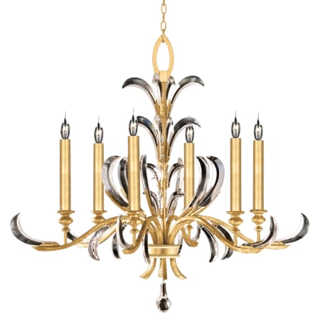 Fine Art Handcrafted Lighting Beveled Arcs 6 Light 37" Wide Crystal Chandelier Gold Leaf