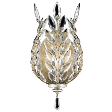 Fine Art Handcrafted Lighting Crystal Laurel Single-Light Wall Sconce with Bold-Cut Stylized Crystal Leaves Antiqued Warm Silver Leaf