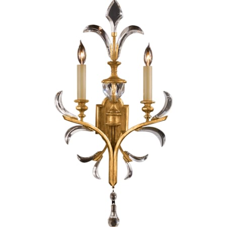 Fine Art Handcrafted Lighting Beveled Arcs Gold Two-Light Beveled Crystal Wall Sconce Gold Leaf