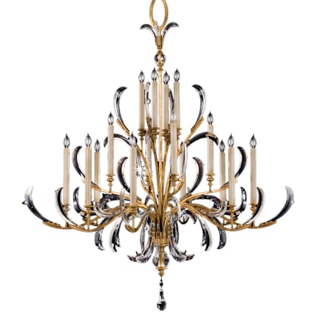 Fine Art Handcrafted Lighting Beveled Arcs Gold Sixteen-Light Two-Tier Beveled Crystal Chandelier Gold Leaf